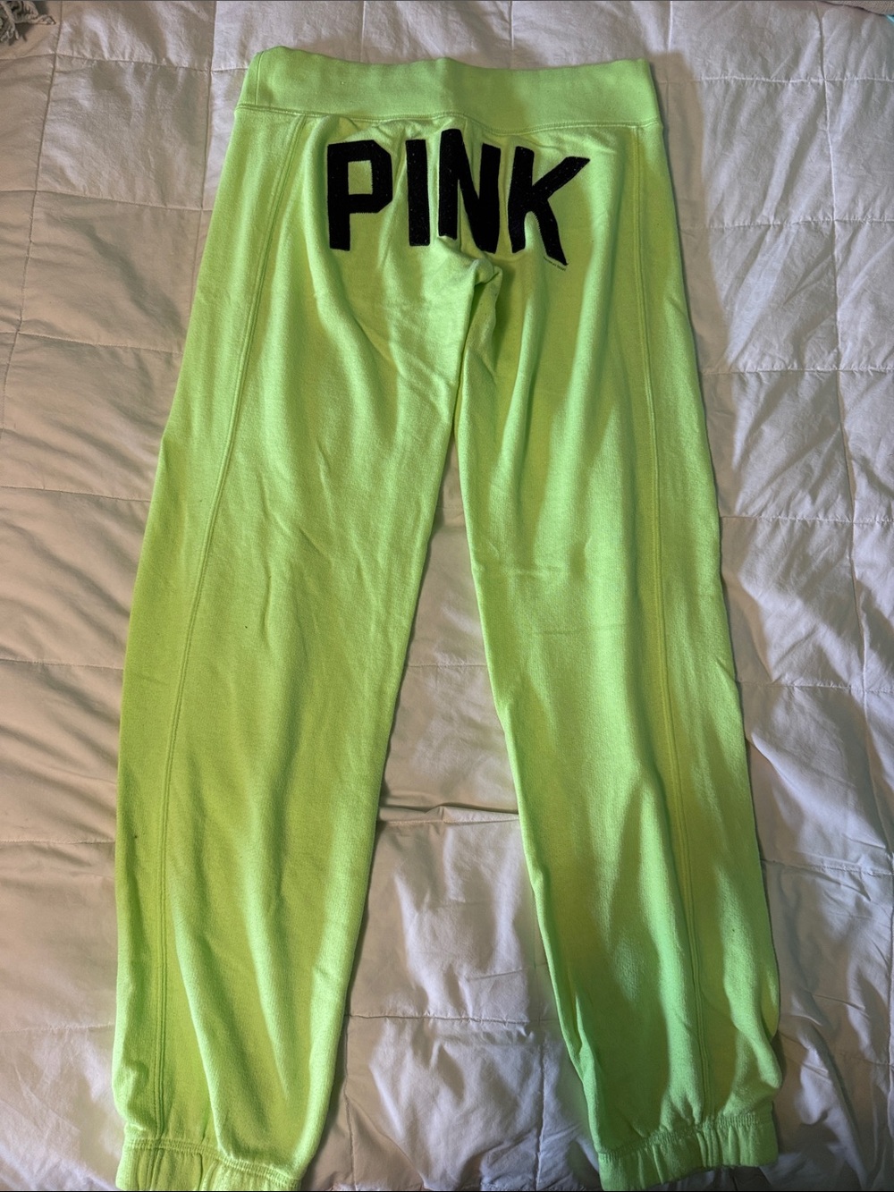 PINK Victoria's Secret Neon Lime Green Lounge Joggers & Zip Sweatshirt